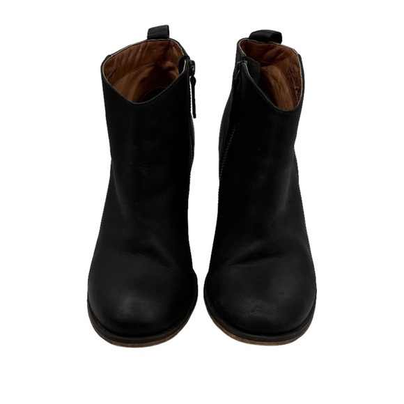 BP Lance Black Leather Block Heel Ankle Boots Size 8 1/2 Women's - Picture 3 of 9